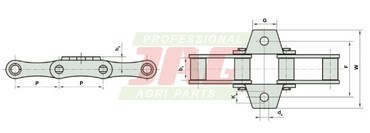 Цепь наклонной камеры - шаг 38.1, через 1 звено, S52/2K1/ JA - AGV
