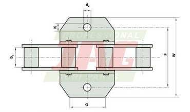 Цепь наклонной камеры 38.4VB/2K1/J3A через 5 звеньев Rollon Solid - усиленная