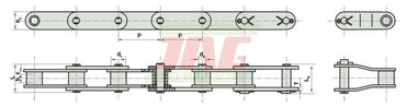 Цепь наклонной камеры 38.4VB/2K1/J3A через 5 звеньев Rollon Solid - усиленная