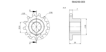 Звездочка 564230003 отделителя ботвы Bolko Z643 / Karlik Z642 - z13/d20
