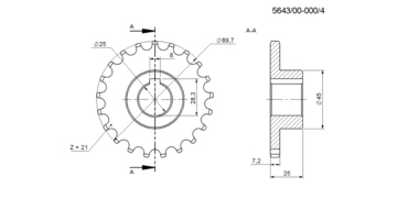 Звездочка 8245-643-000-004 картофельного комбайна - Bolko Z643 - z21