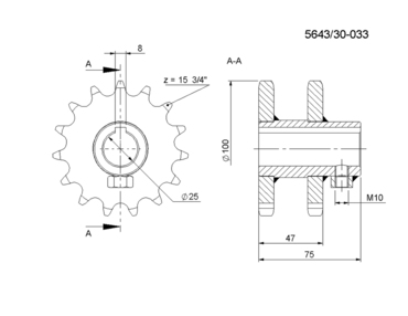 Звездочка z15 (двойная) 564330033 привода отделителя ботвы - Bolko Z643