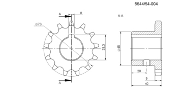 Зірочка 8255-644-540-048 кутового редуктора Z-13 - Anna Z644, Karlik Z642