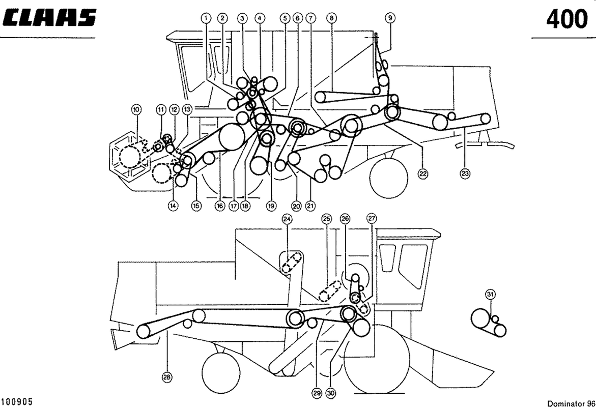 Схема привода ремней Claas Dominator 96