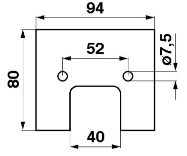 Скребок резиновый 404184M1транспортер Massey Ferguson - 52 mm между отв,  94х80