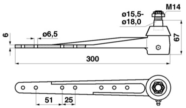 Головка коси жатки AH60492 John Deere - з планкою - ROTA