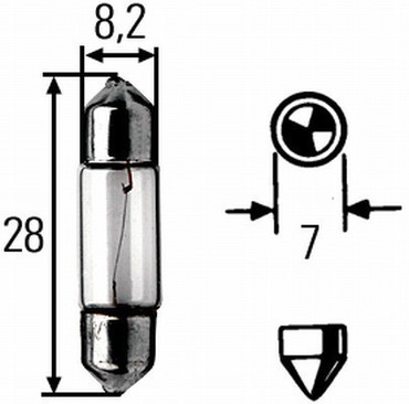 Лампочка 178711, 12V 3W SV7-8 - Hella