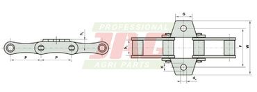 Цепь транспортера наклонной камеры комбайна S51/2K1/J2A - Rollon