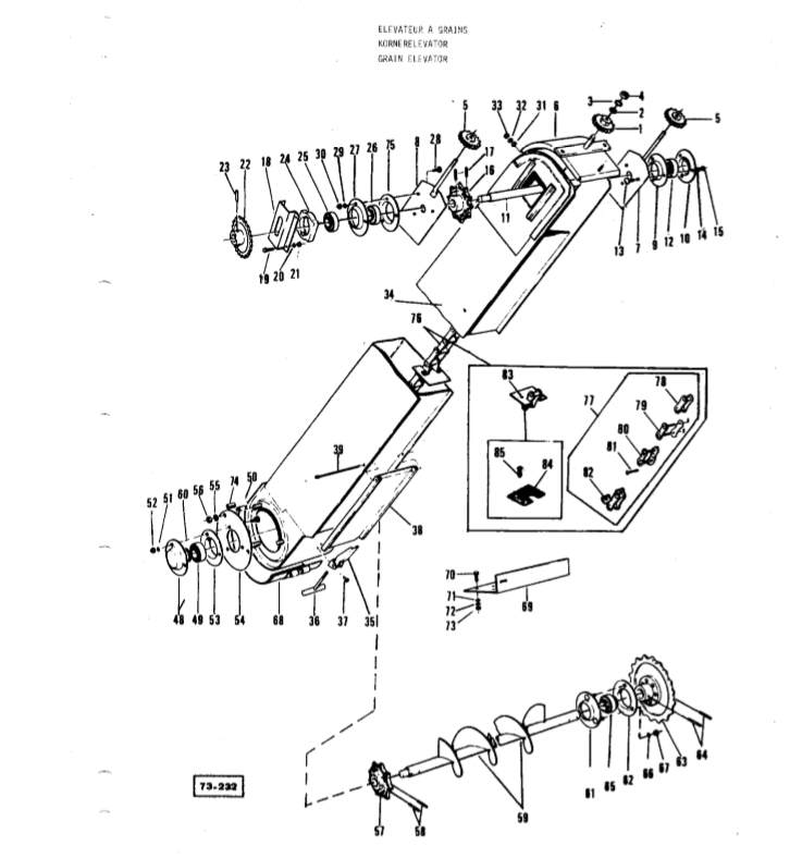 ТРАНСПОРТЕР ЗЕРНОВОГО ЭЛЕВАТОРА - MASSEY FERGUSON 186, 187, 206