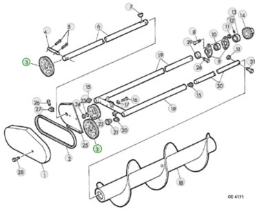 Шкив привода шнека AE27392 John Deere